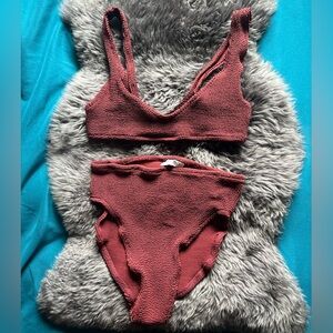 You Swim OS burgundy two piece.